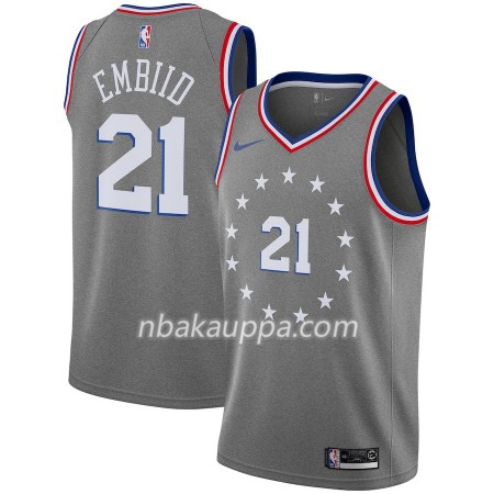 Philadelphia 76ers Joel Embiid 21 2018-19 Nike City Edition Harmaa Pelipaidat Swingman - Miesten